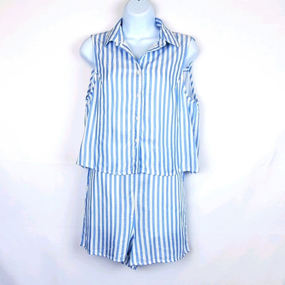 SALE!! Privy Blue/White Striped Romper M